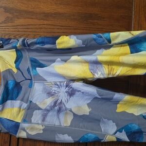 CALIA Women S Energize 7/8‎ Legging Gray Blue Floral Mid-Rise Stretch Athleisure
